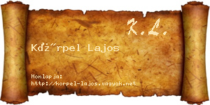 Körpel Lajos névjegykártya